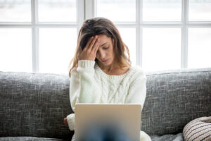 stressed woman over bankruptcy