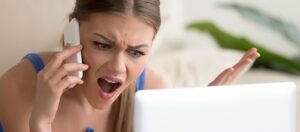 woman mad on a call